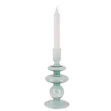 Load image into Gallery viewer, Candle Holder Glass Art Rings Medium- Green