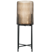 Load image into Gallery viewer, Recylcled Glass Standing Lantern - Smoke Brown