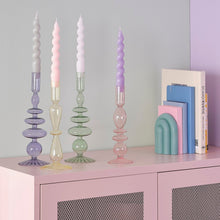 Load image into Gallery viewer, Glass Art bubbles Candle Holder -Pink