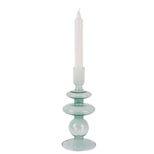 Load image into Gallery viewer, Candle Holder Glass Art Rings Medium- Green
