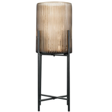 Load image into Gallery viewer, Recylcled Glass Standing Lantern - Smoke Brown
