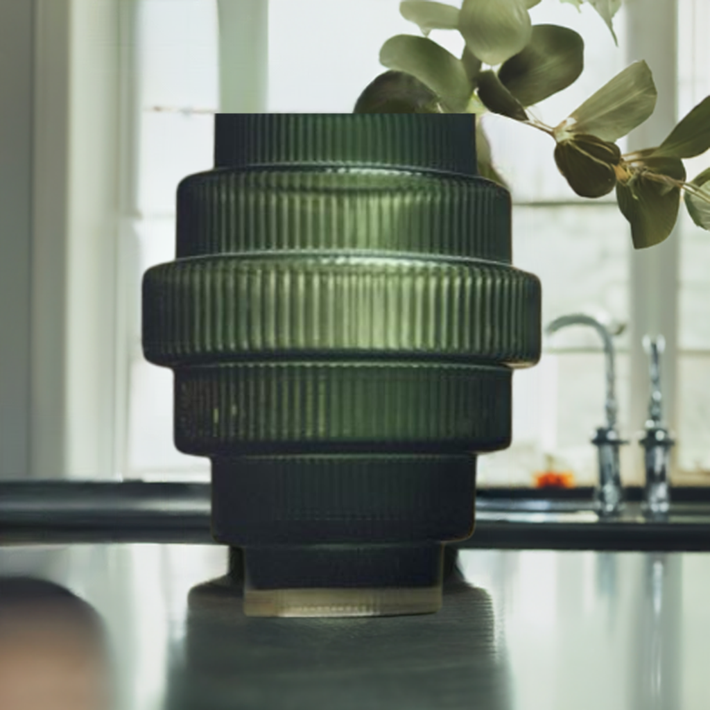 6Ridge Vase - Dark Green