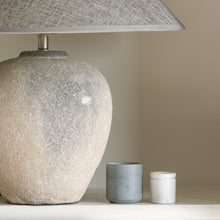 Load image into Gallery viewer, Round Stone Lamp with Dark Grey Shade
